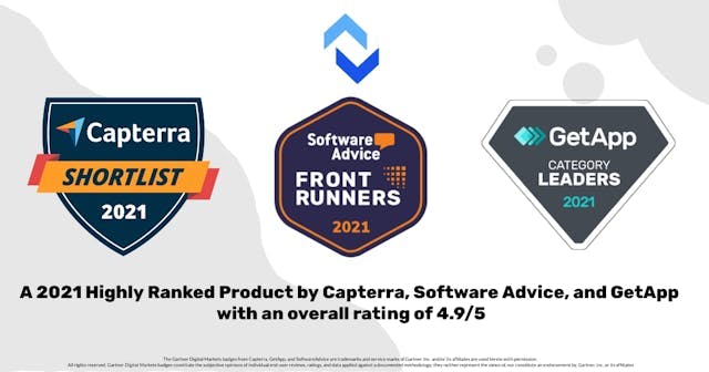 ExaVault's 2021 badges awarded from Gartner Digital Markets.