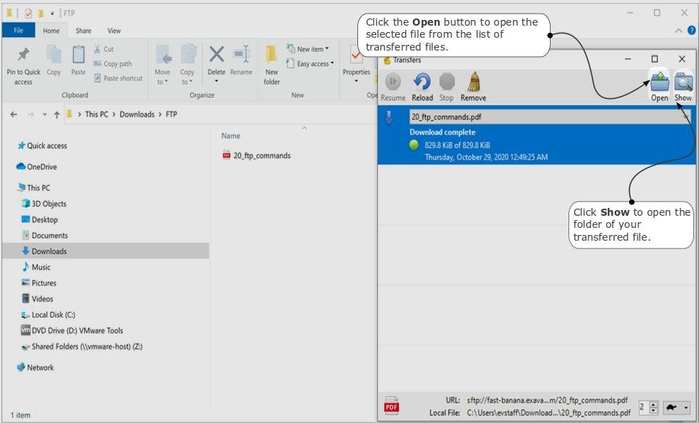 Showing and opening files.