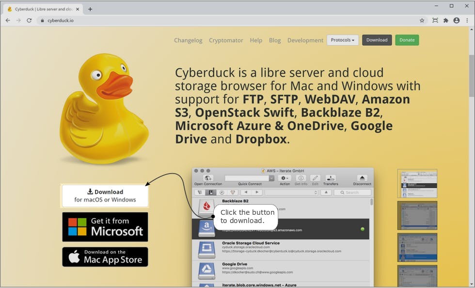 Downloading and Installing Cyberduck.