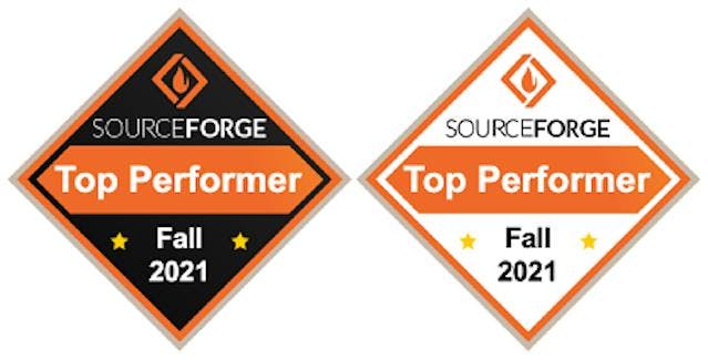 SourceForge Top Performer fall 2021 award.
