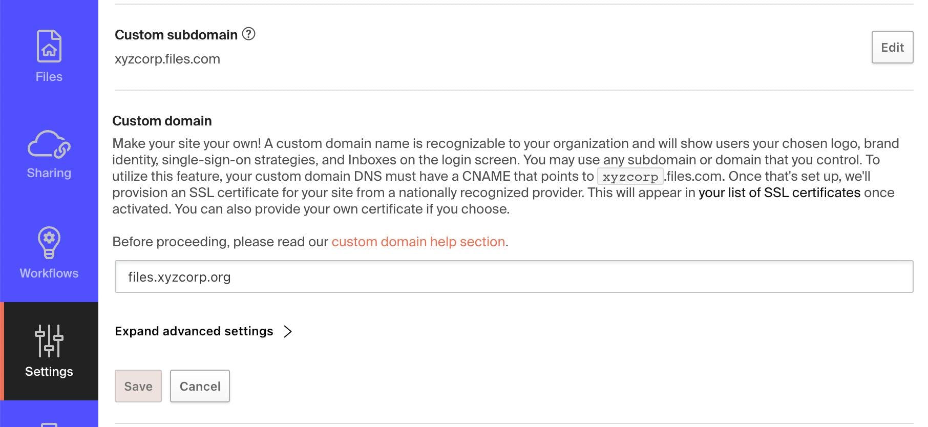 Create a custom domain.